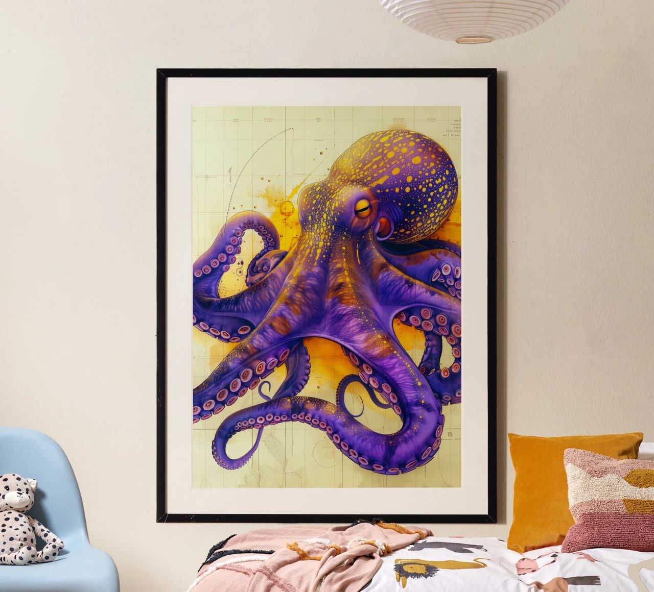 Poulpe violet poster de Lionmixart
