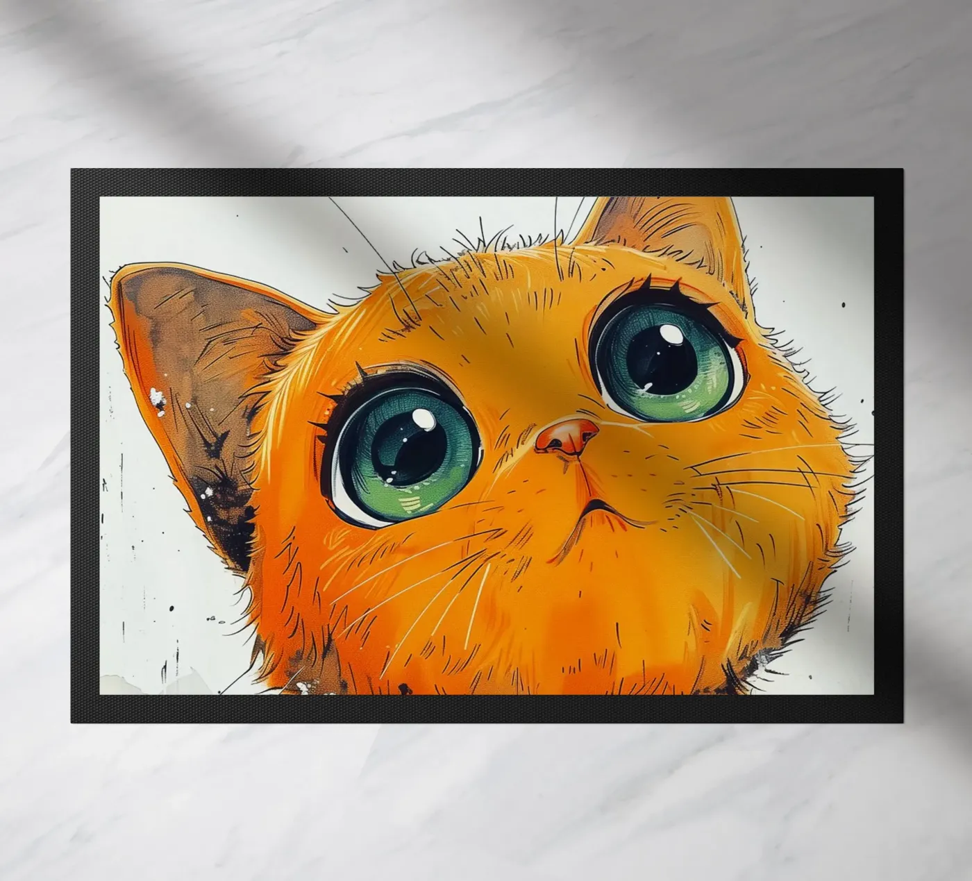 Orange cat doormat by Lionmixart