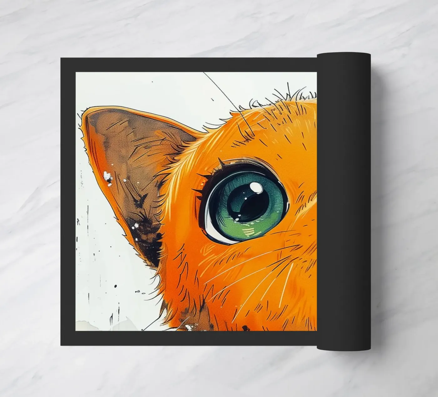 Orange cat doormat by Lionmixart