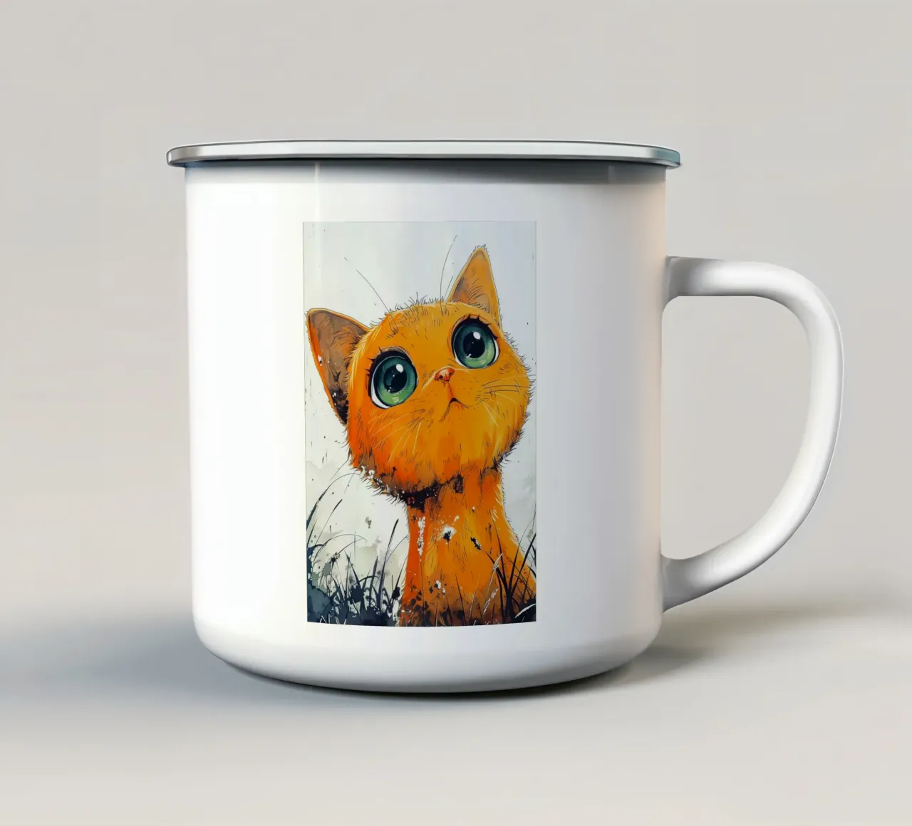 Gatto arancione tazza in smalto da Lionmixart