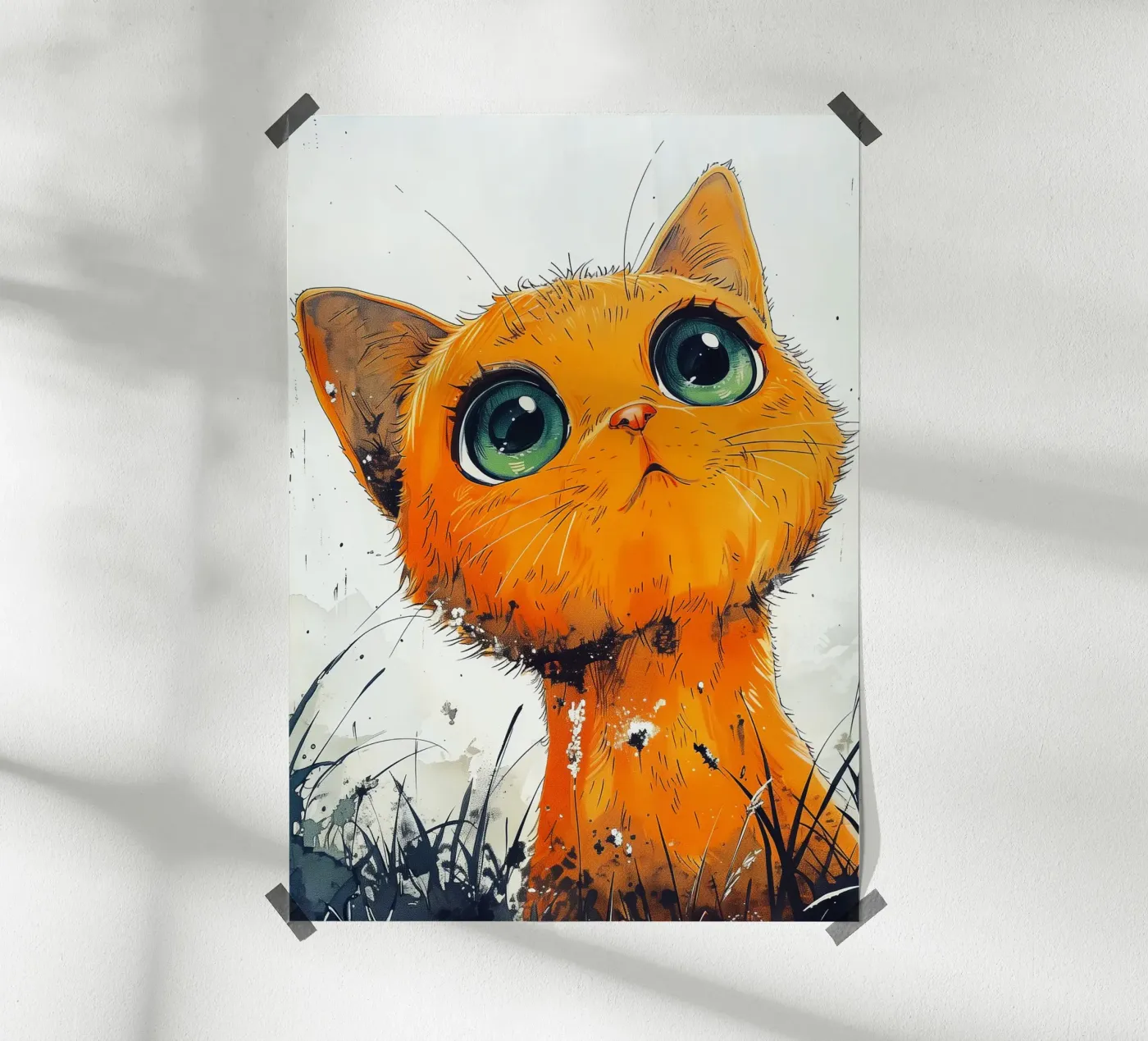 Orange cat poster by Lionmixart