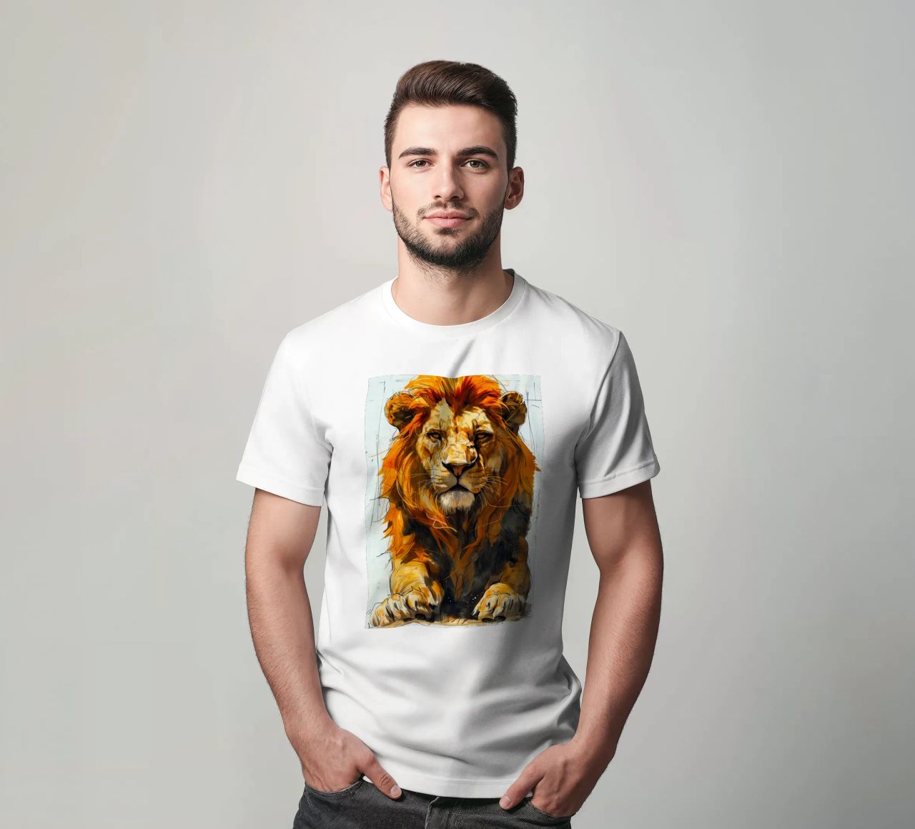 Leeuwenkoning t-shirt van Lionmixart