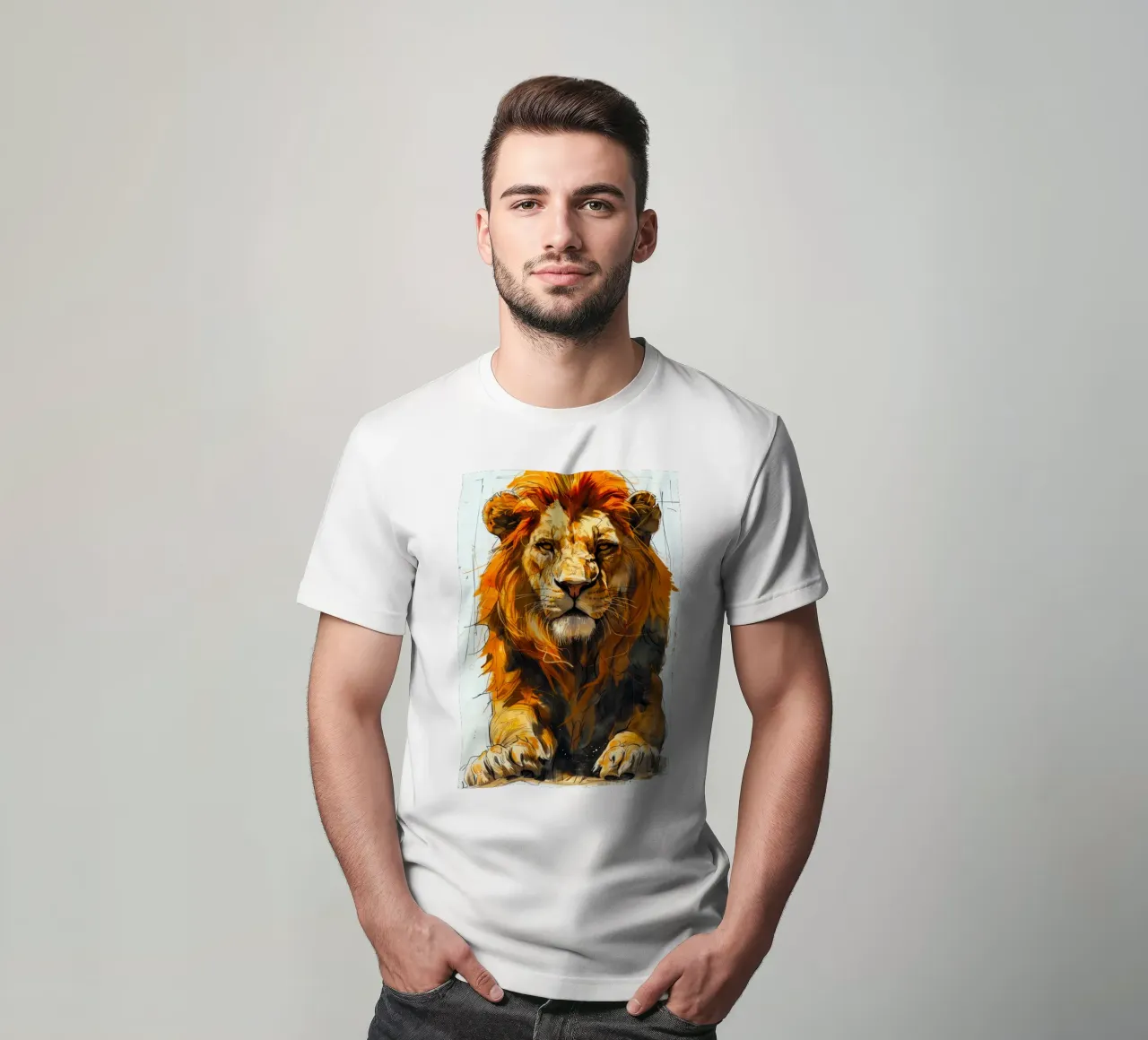Leeuwenkoning t-shirt van Lionmixart