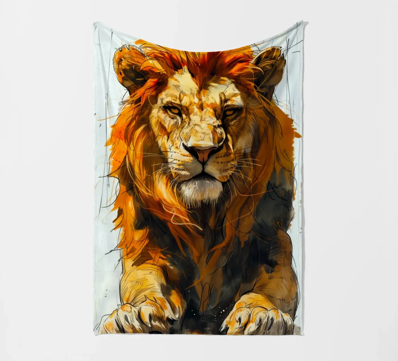 Leeuwenkoning fleecedeken van Lionmixart