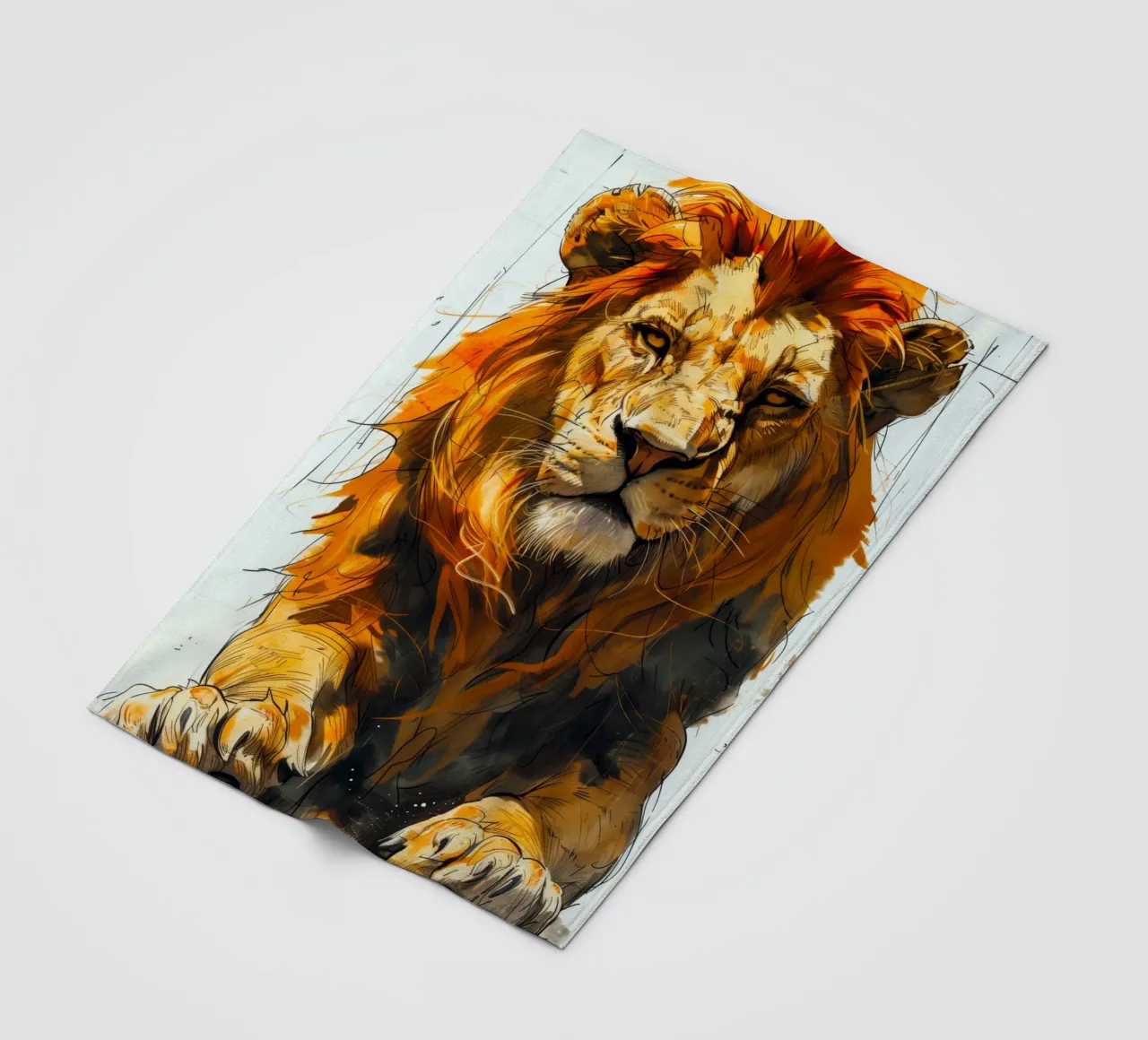 Leeuwenkoning fleecedeken van Lionmixart