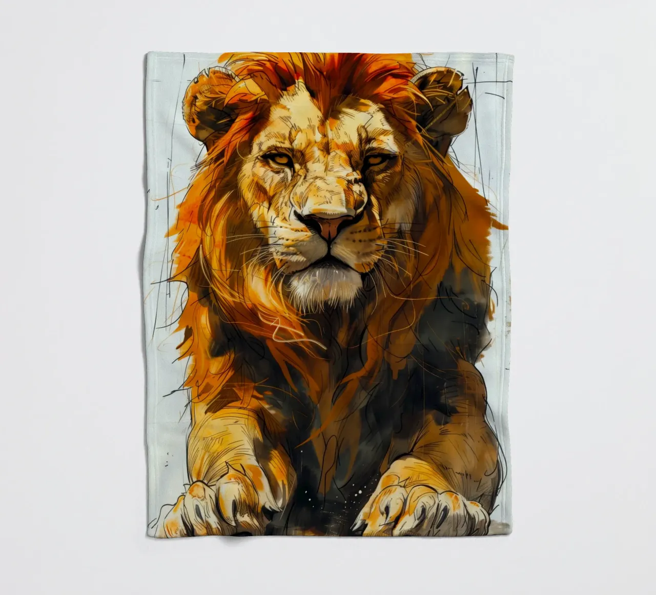 Leeuwenkoning fleecedeken van Lionmixart