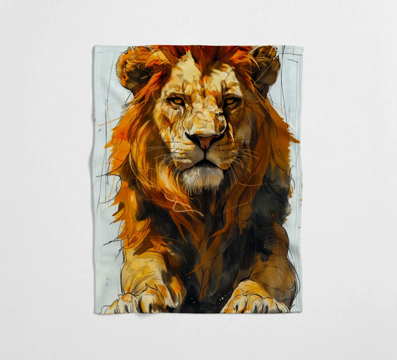 Leeuwenkoning fleecedeken van Lionmixart