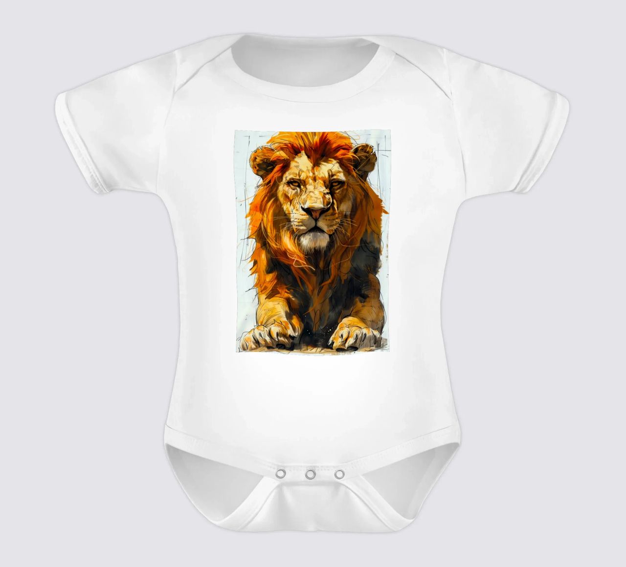 Leeuwenkoning babyrompertje korte mouwen van Lionmixart