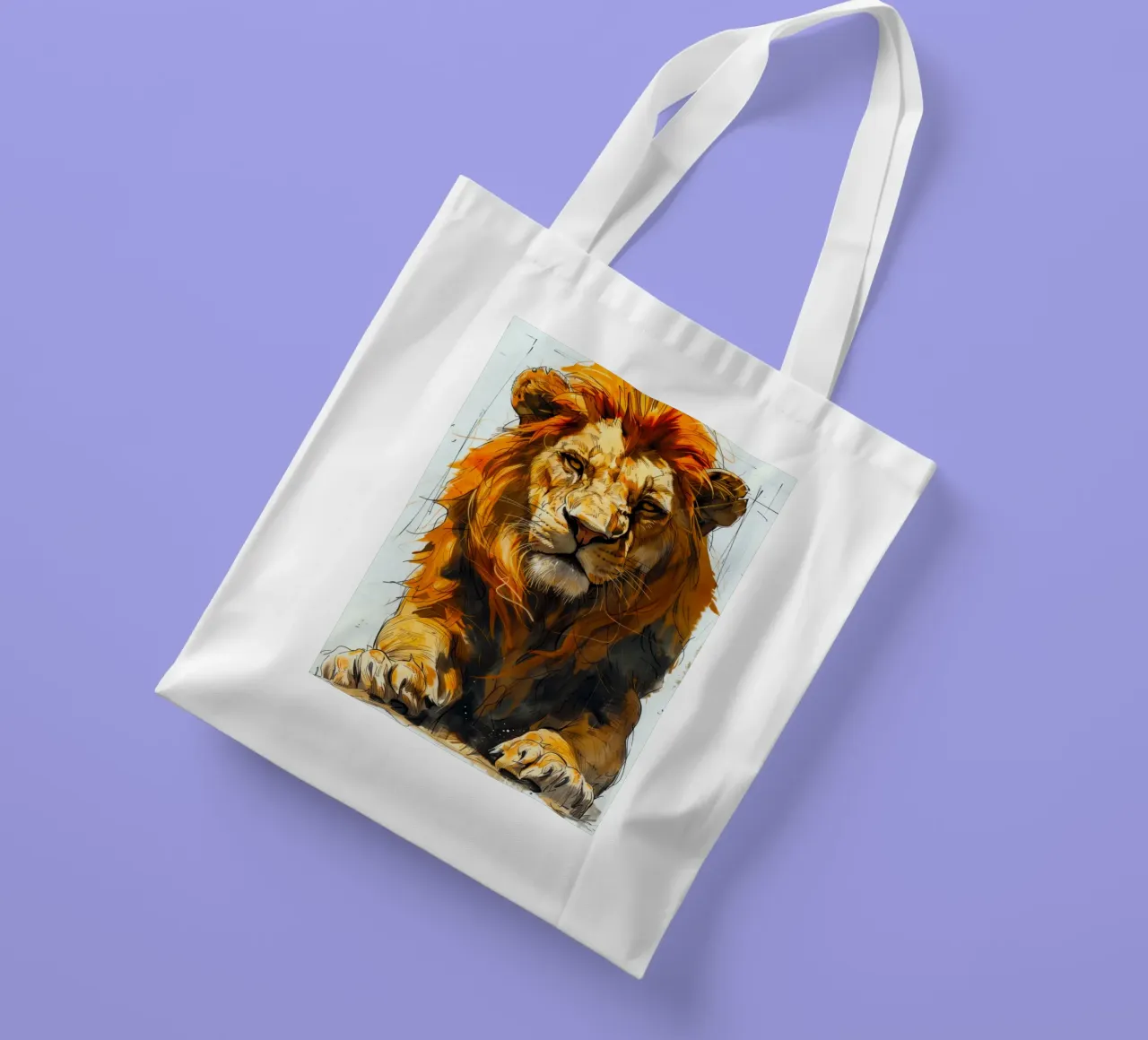 Leeuwenkoning jute draagtas van Lionmixart