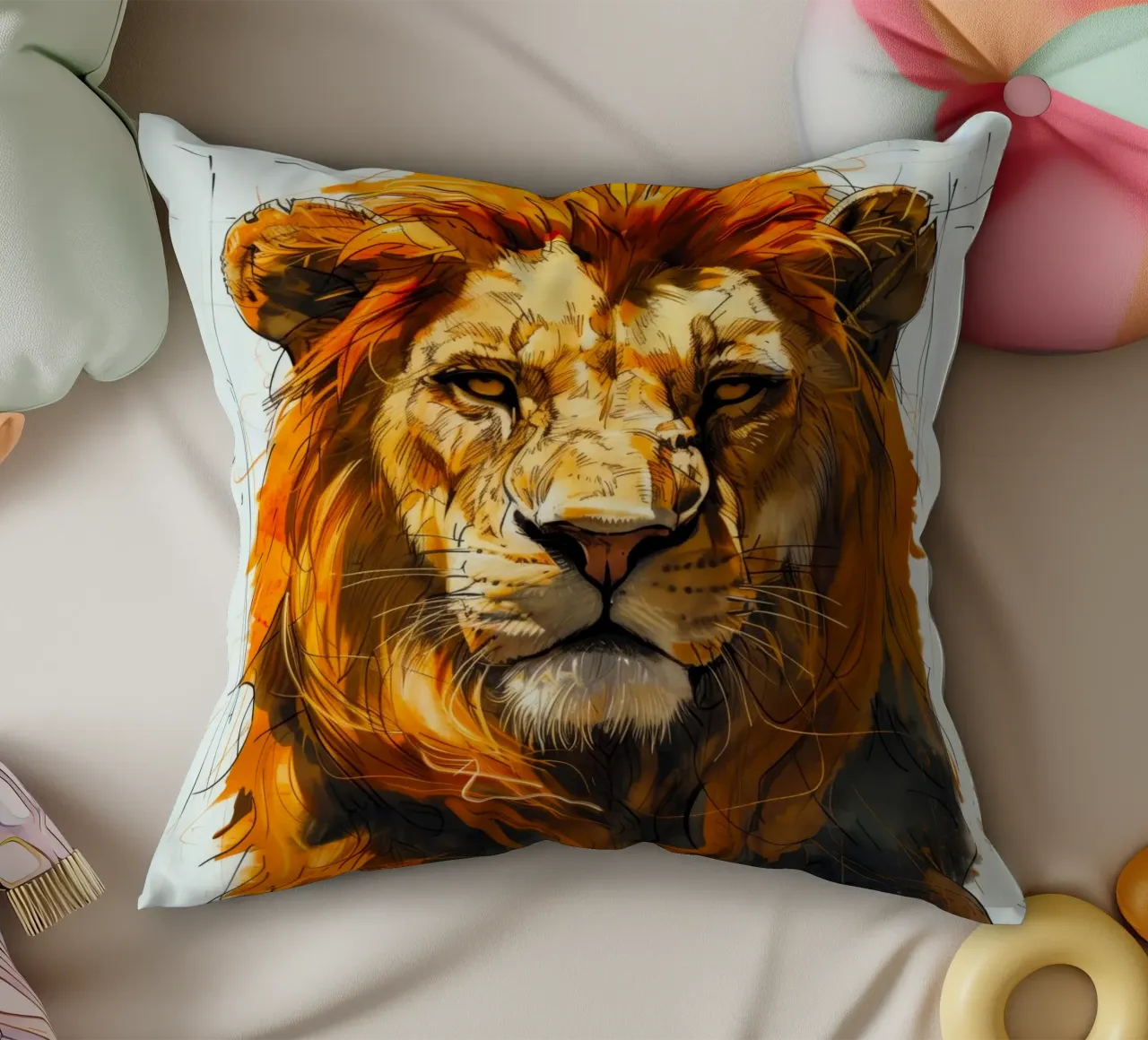 Re Leone cuscino da Lionmixart