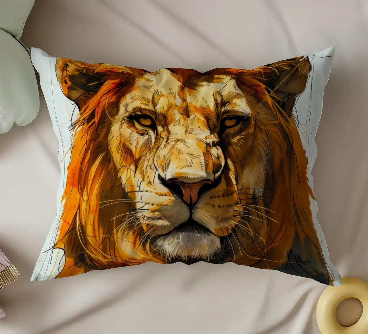 Leeuwenkoning kussen van Lionmixart