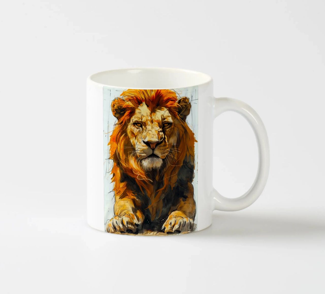 Leeuwenkoning keramische mok van Lionmixart