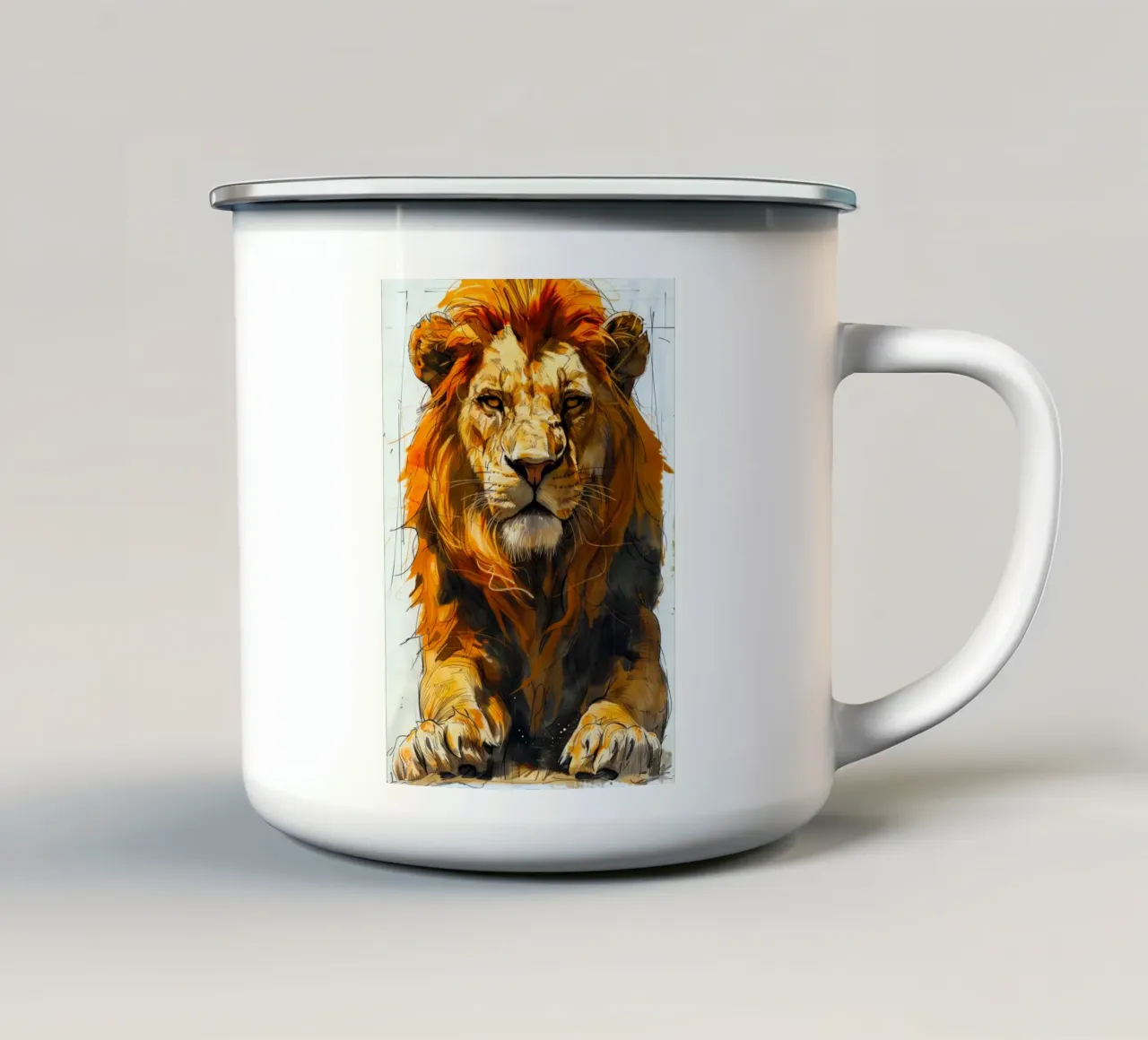 Re Leone tazza in smalto da Lionmixart
