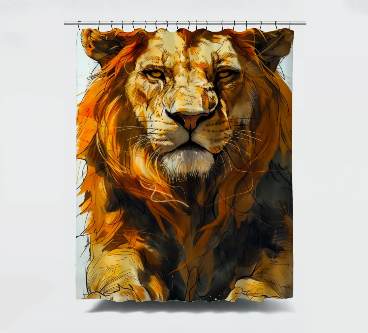 König der Löwen Duschvorhang von Lionmixart