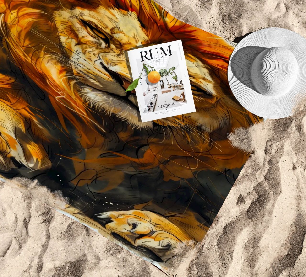 Leeuwenkoning strandhanddoek van Lionmixart