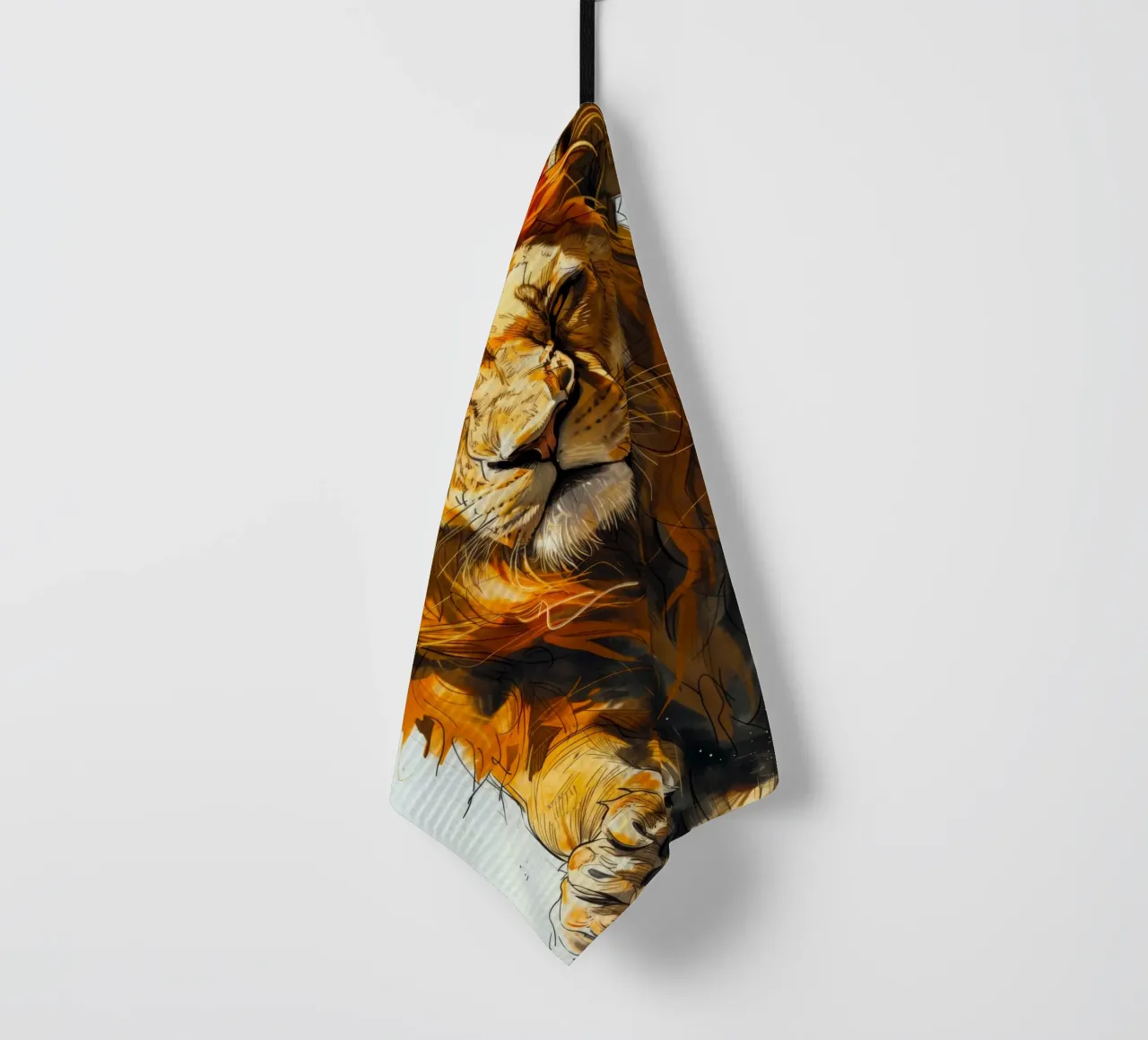 Leeuwenkoning theedoek van Lionmixart