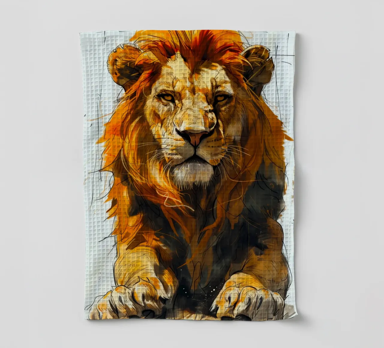 Leeuwenkoning theedoek van Lionmixart