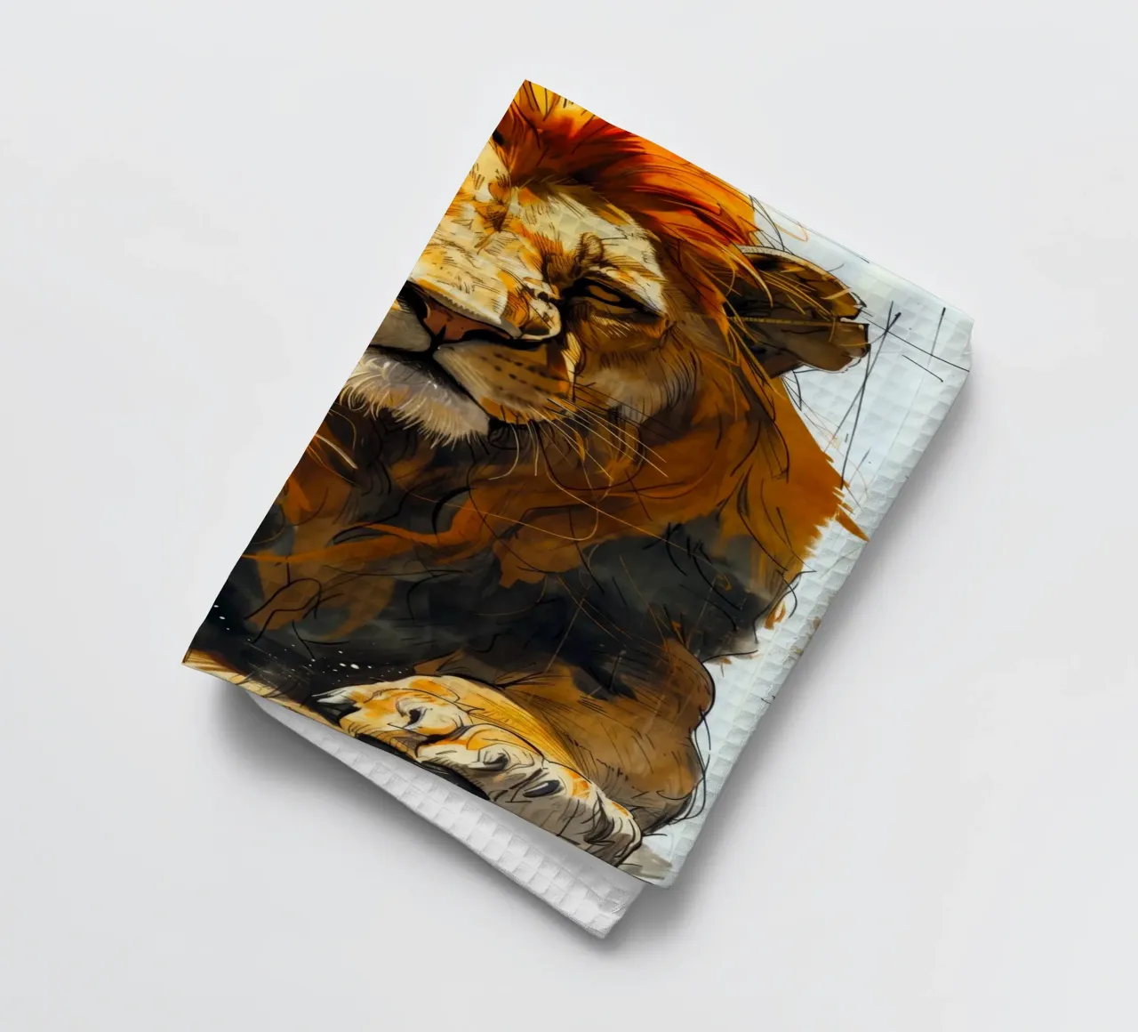 Leeuwenkoning theedoek van Lionmixart