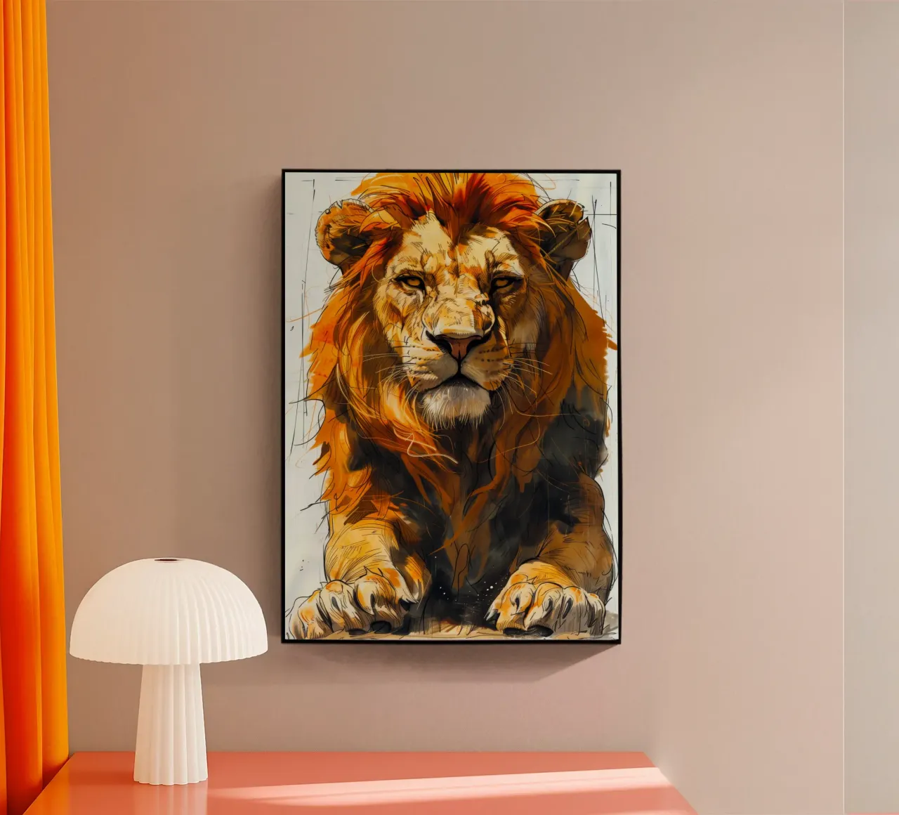 Leeuwenkoning acryl van Lionmixart