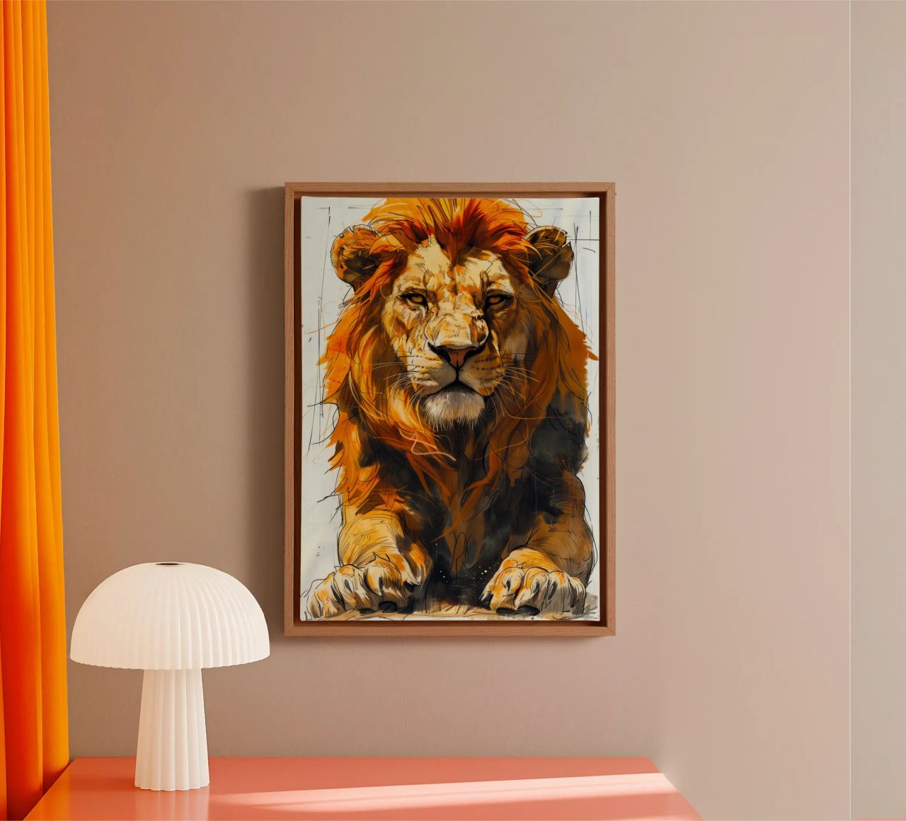 Leeuwenkoning canvas van Lionmixart