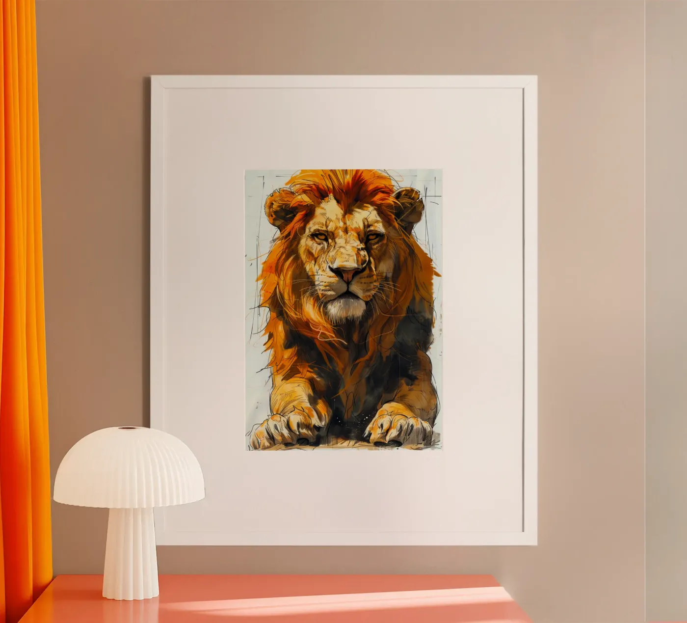 Leeuwenkoning poster van Lionmixart