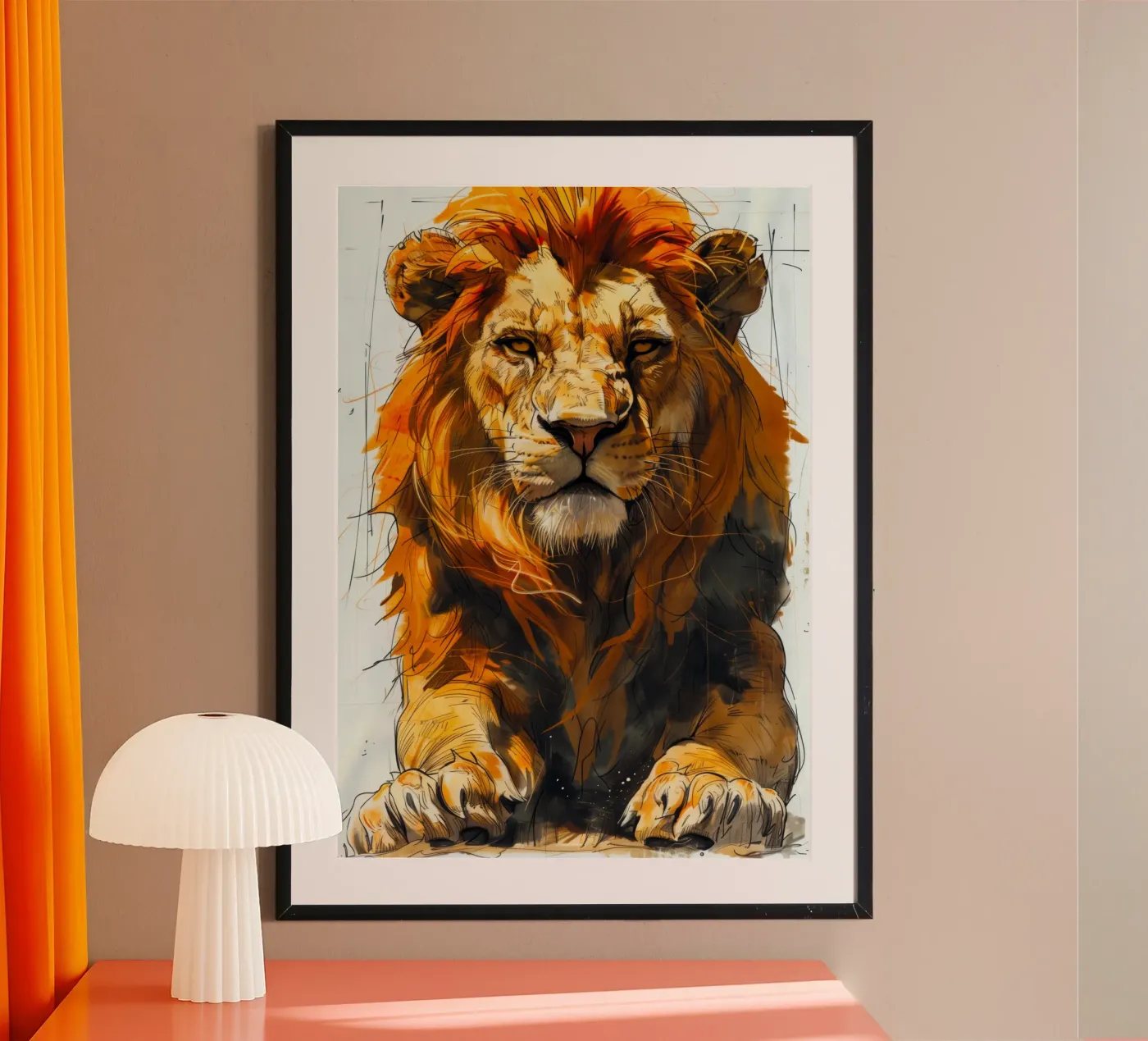 Leeuwenkoning poster van Lionmixart