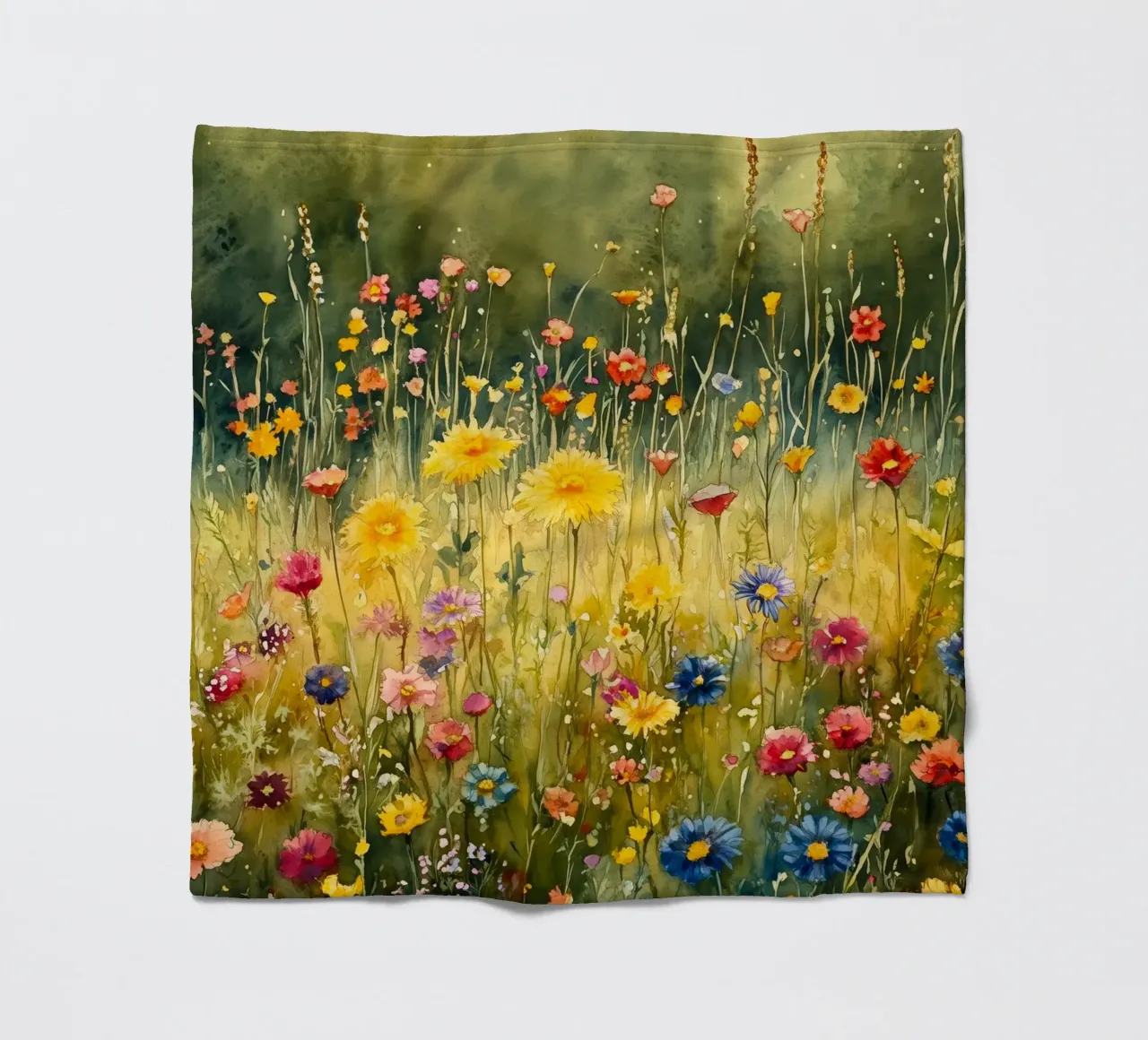 Spring meadow fleece blanket by Justyna Jaszke JBJart