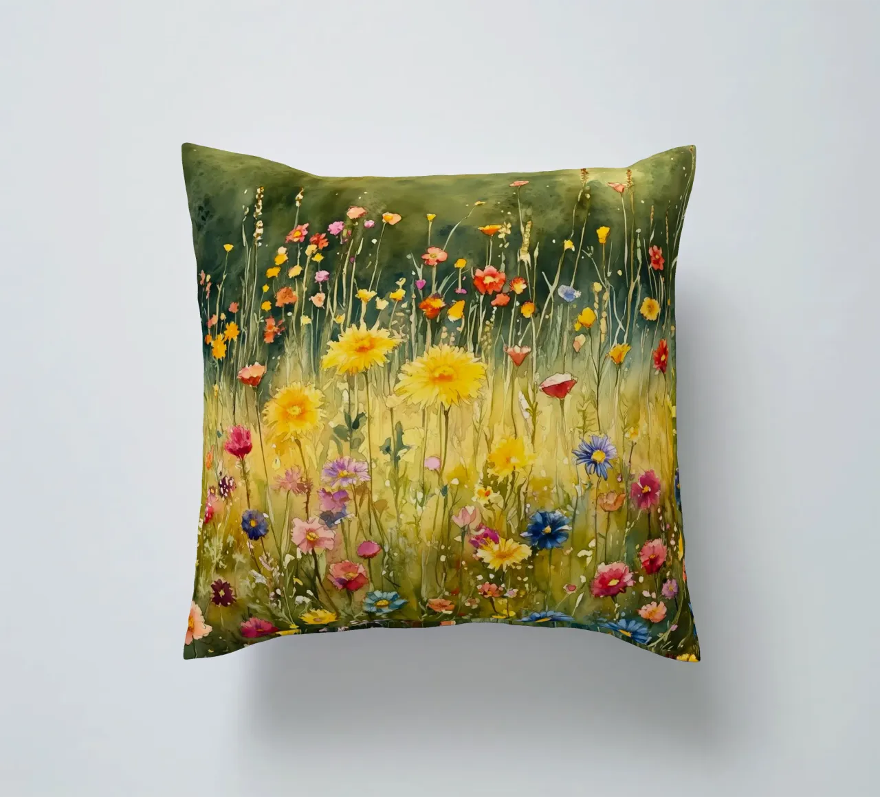 Spring meadow decorative cushion by Justyna Jaszke JBJart
