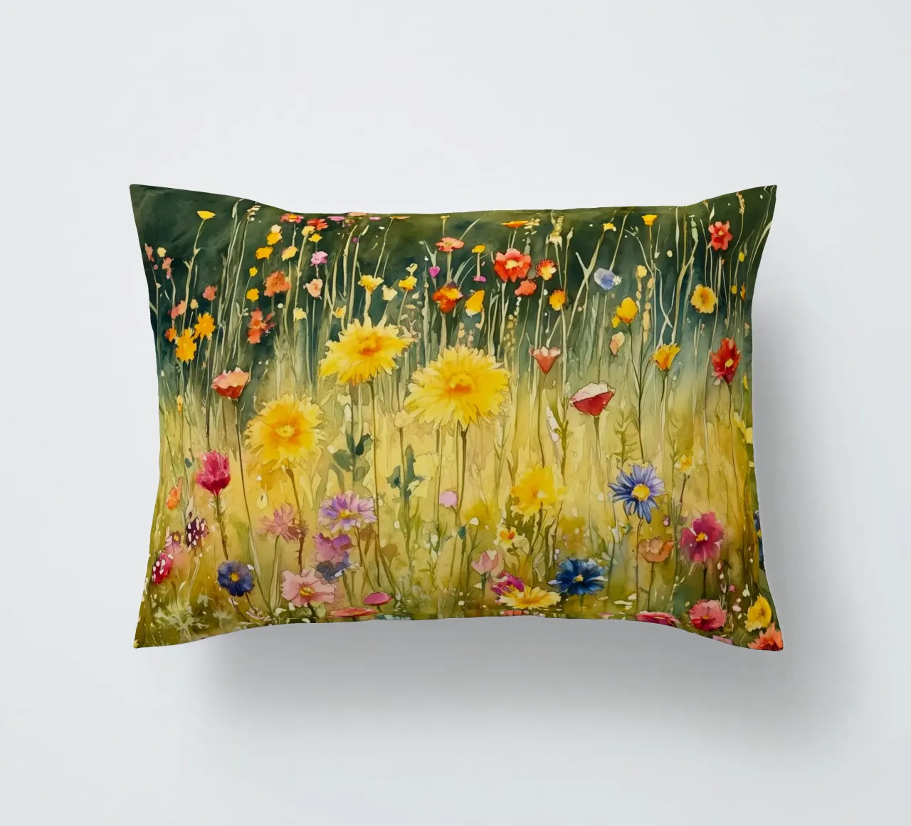 Spring meadow decorative cushion by Justyna Jaszke JBJart