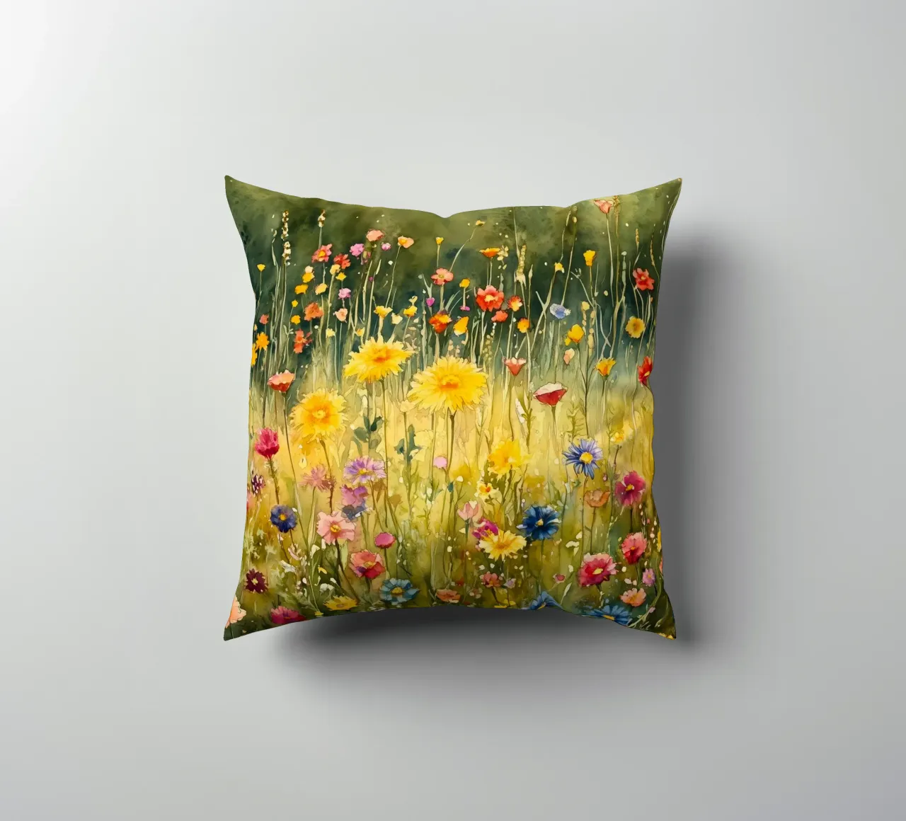 Spring meadow decorative cushion by Justyna Jaszke JBJart