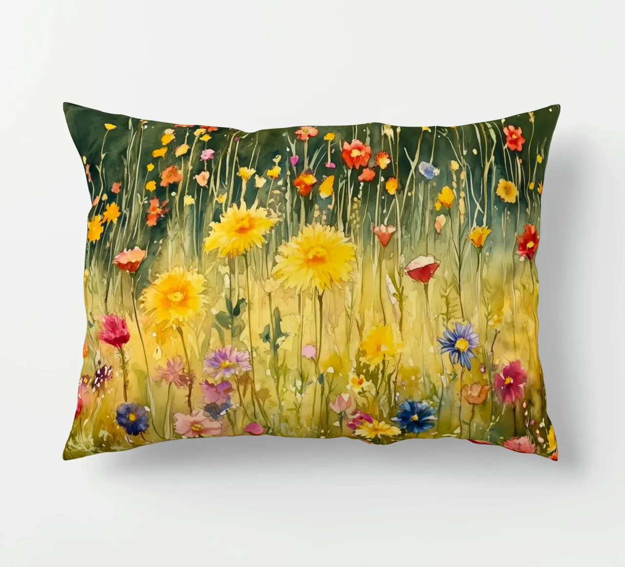Spring meadow decorative cushion by Justyna Jaszke JBJart
