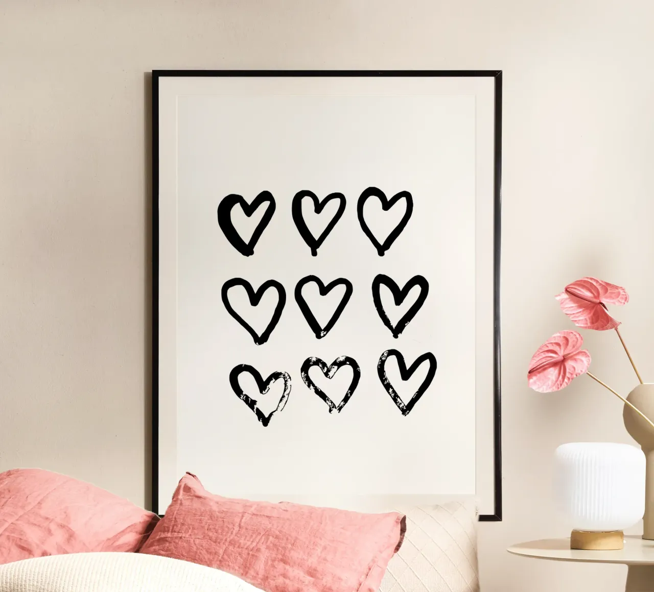 Da cuore a cuore poster con telaio in legno da typostudio