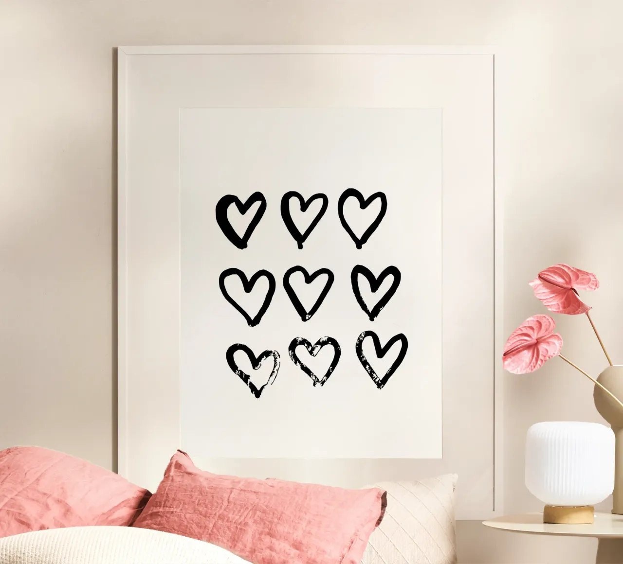 Da cuore a cuore poster con telaio in legno da typostudio