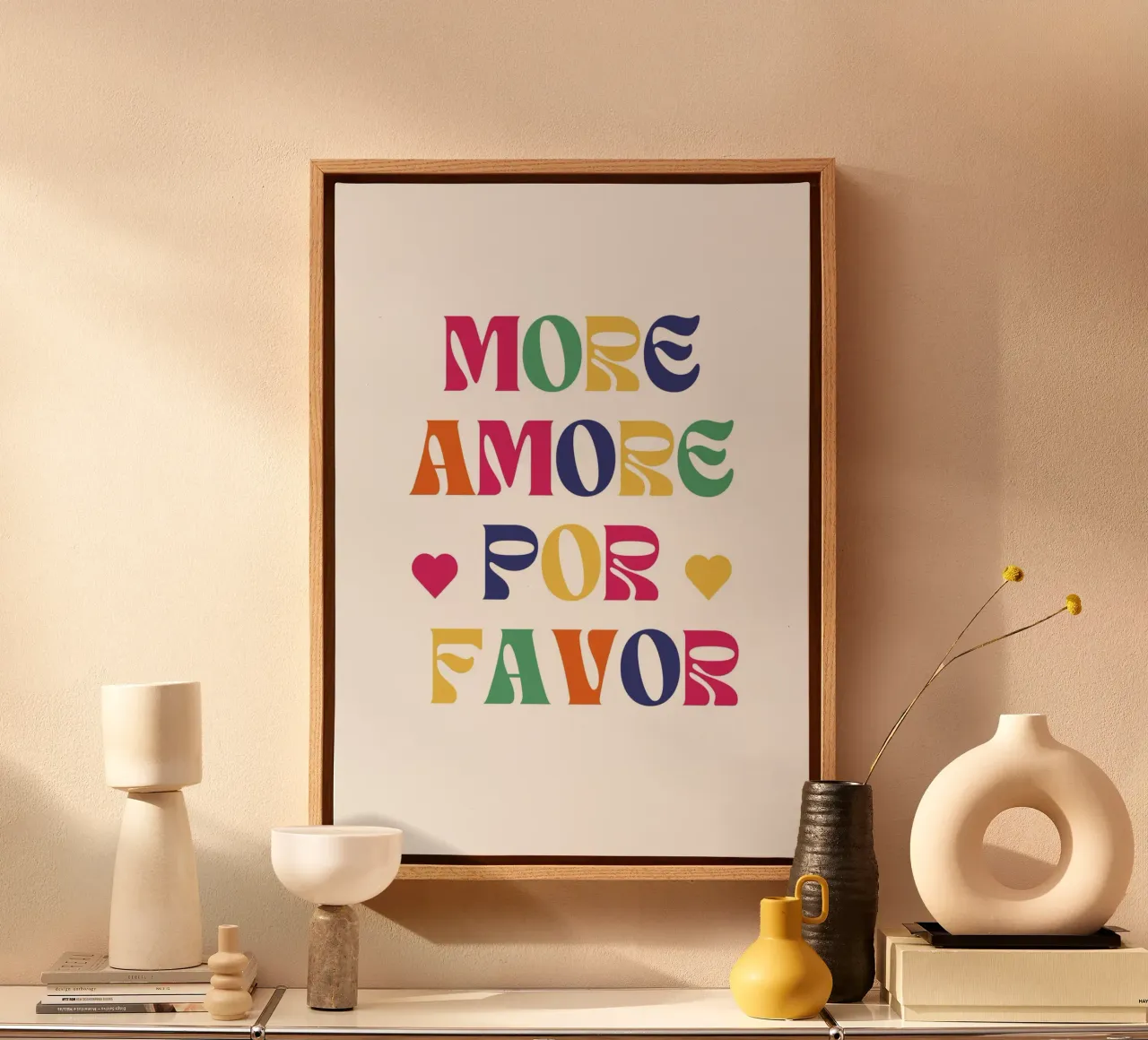 Più amore, per favore! tela con Cornice a cassetta da typostudio