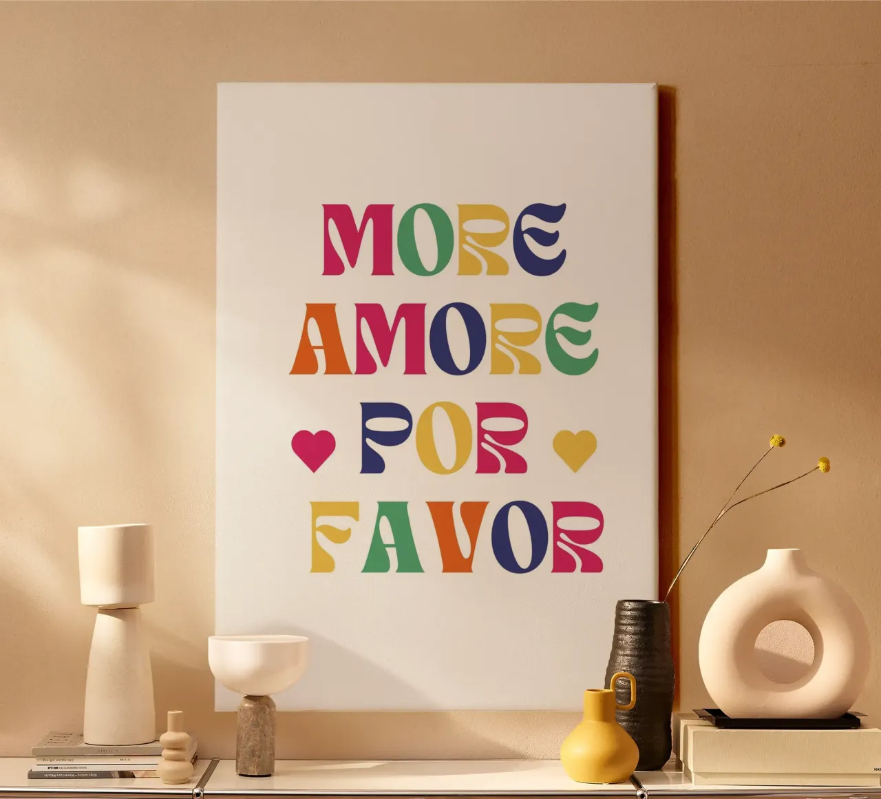 Più amore, per favore! tela con Cornice a cassetta da typostudio
