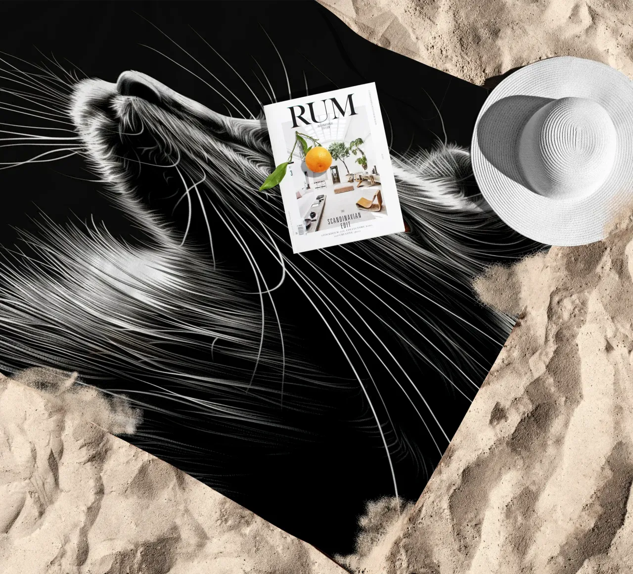 Baffi di gatto telo mare da Lionmixart