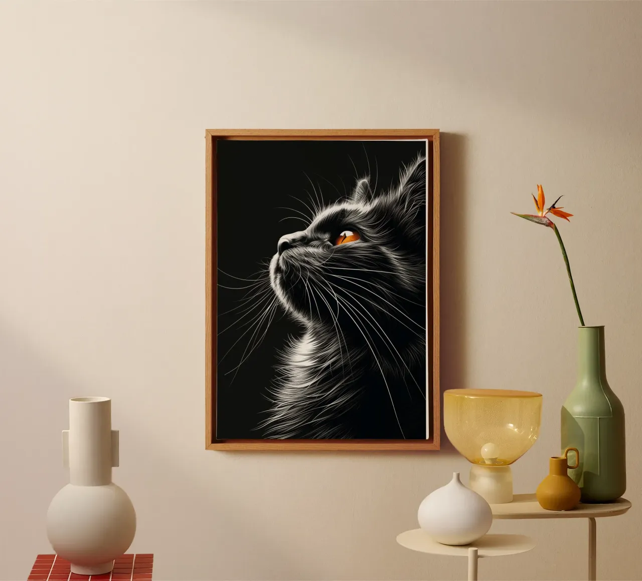 Baffi di gatto tela con Cornice a cassetta da Lionmixart