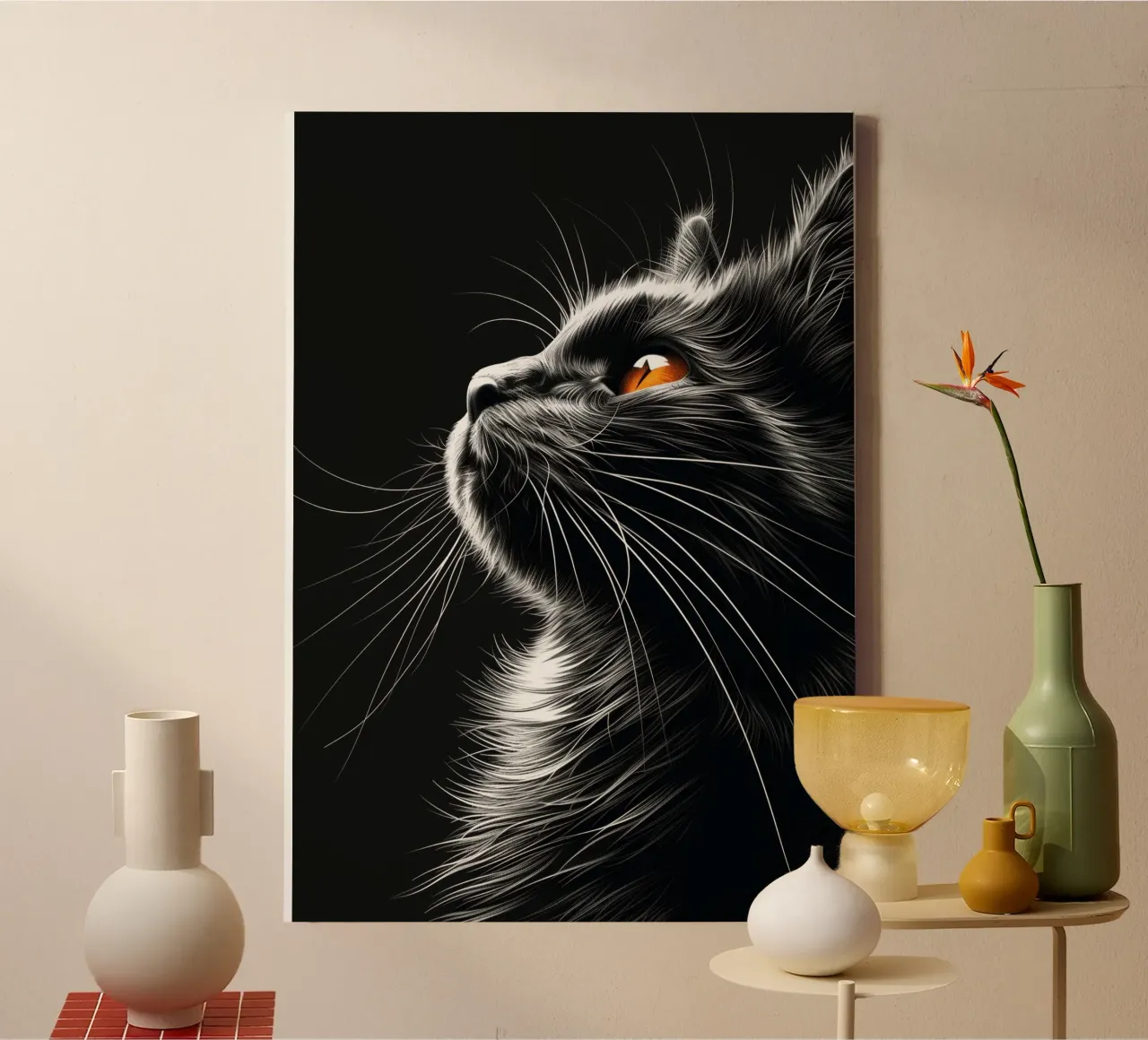Baffi di gatto tela con Cornice a cassetta da Lionmixart