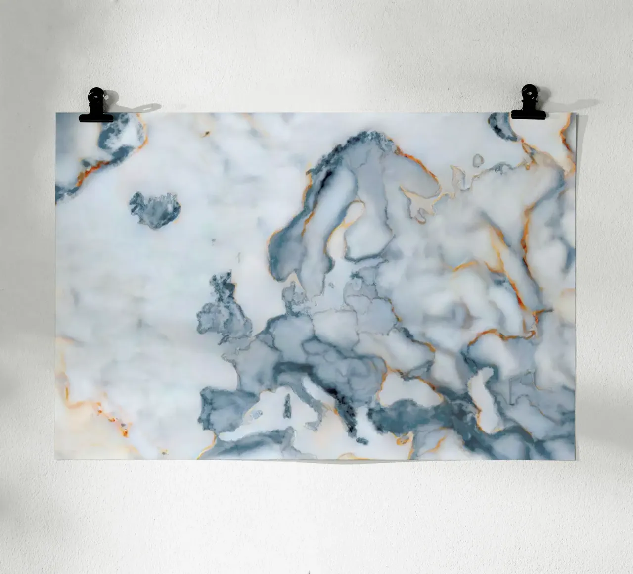 Europe Marble Map poster con telaio in plastica da Octavian