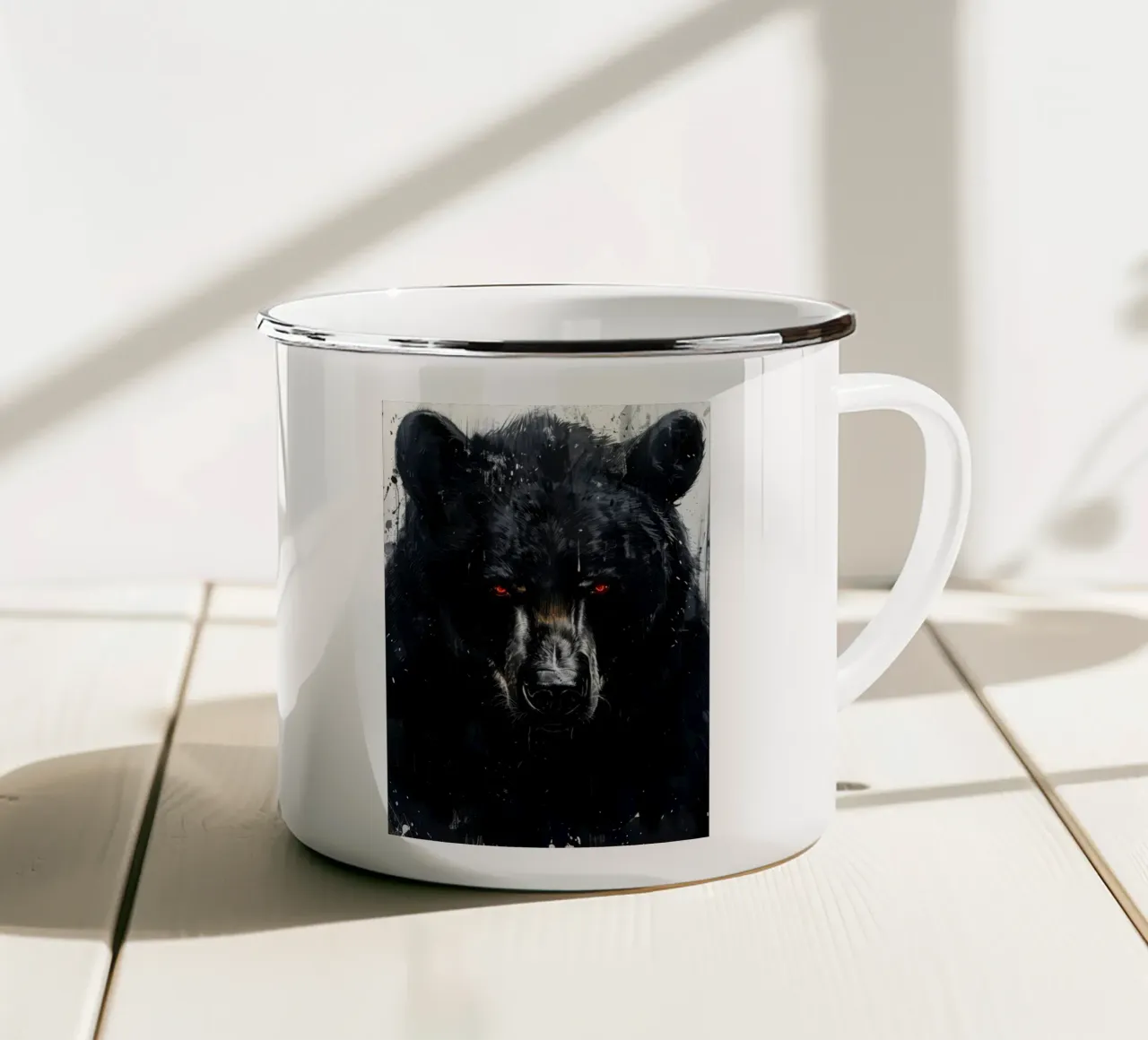 Orso nero tazza in smalto da Lionmixart