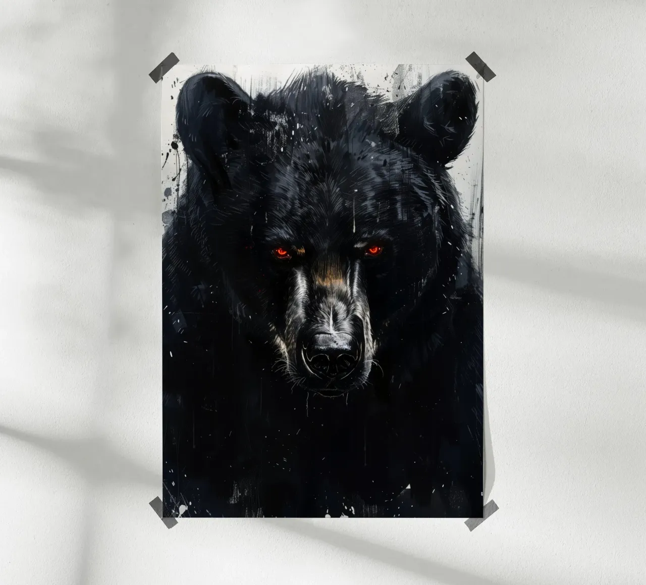Orso nero poster con telaio in plastica da Lionmixart