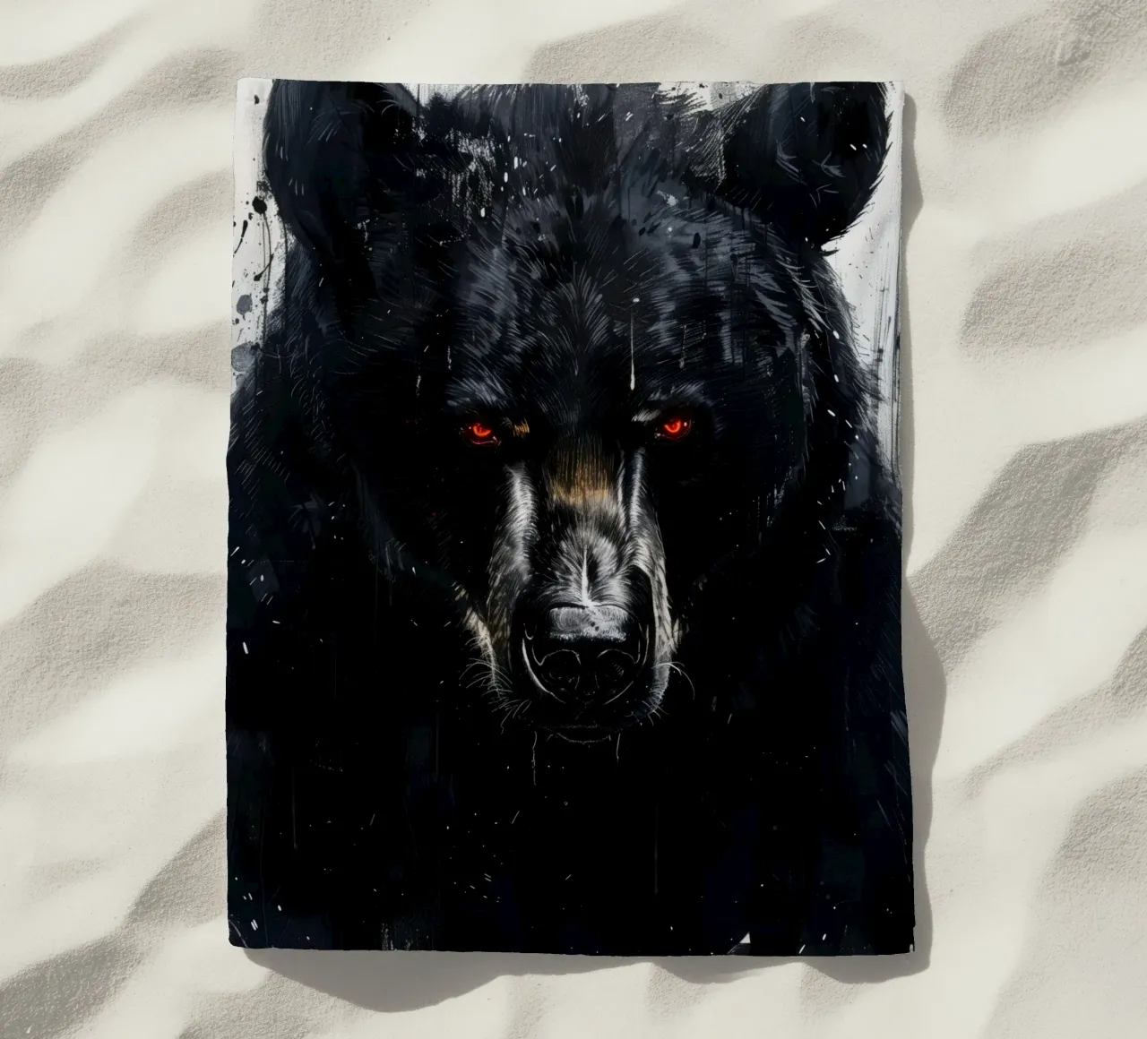 Orso nero telo mare da Lionmixart