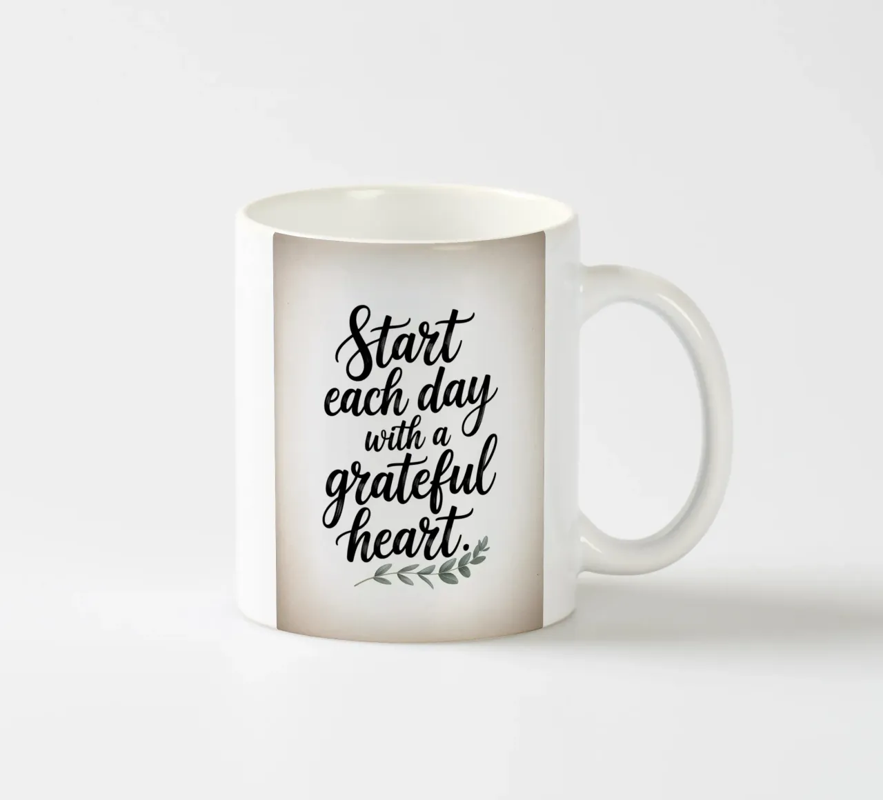 Grateful Heart - Minimal Botanical Quote ceramic mug by logic