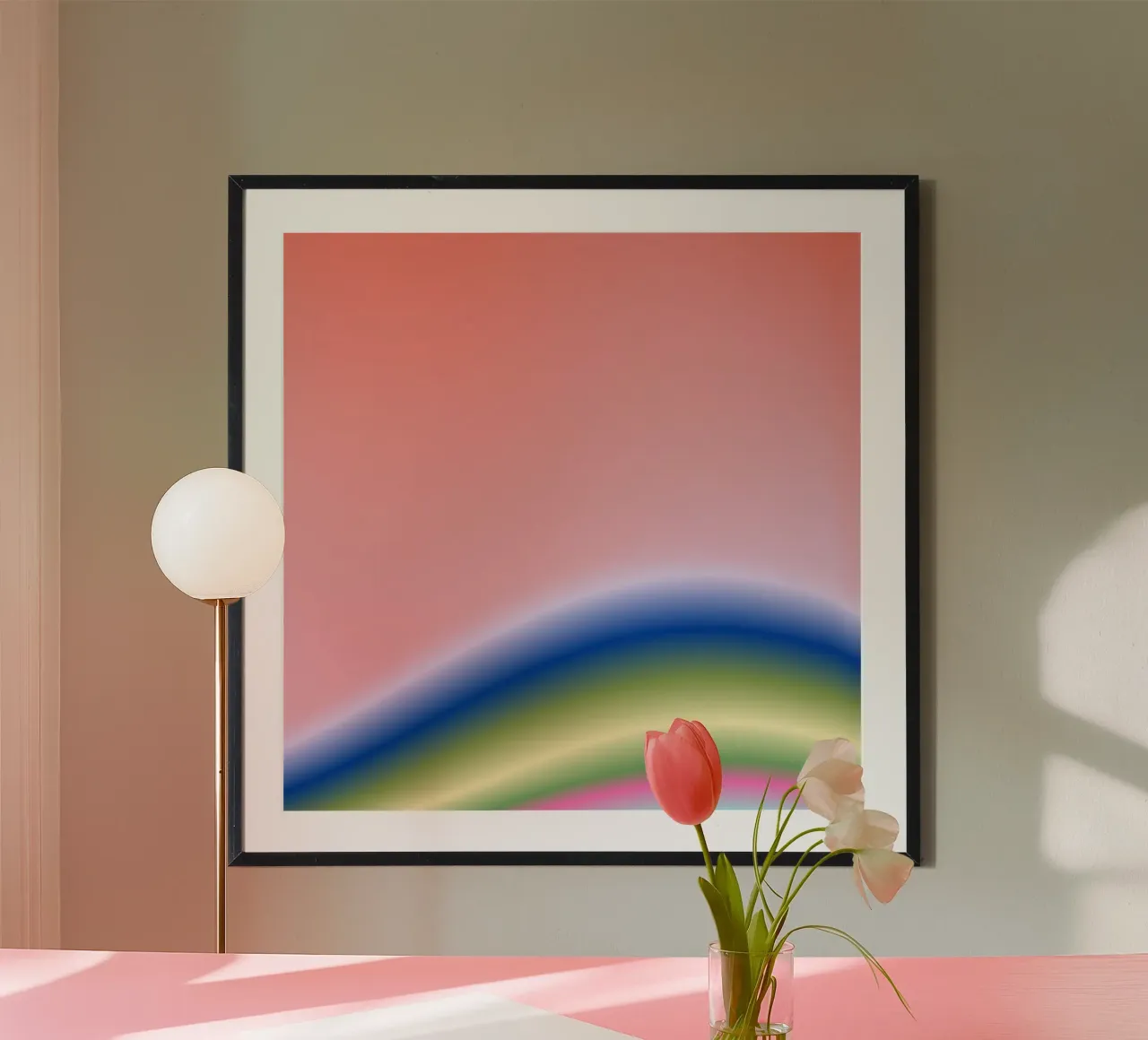 APRICOT DELIGHTFULNESS 4 DINNER poster con telaio in legno da ÂME LIBRE STUDIO
