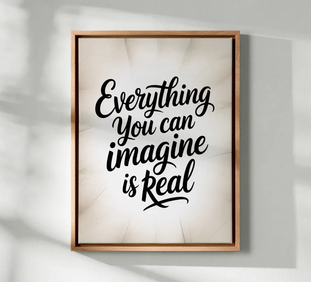Everything You Can Imagine Is Real - Handwritten Quote canvas with Floater frame by logic