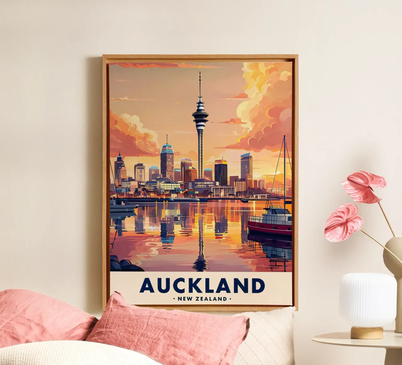 Lo skyline di Auckland tela con Cornice a cassetta da 🎁 ARTVI-SHOP