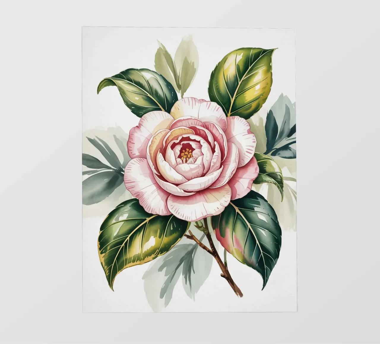 Fiore di camelia - Illustrazione botanica ad acquerello telo in pvc da logic