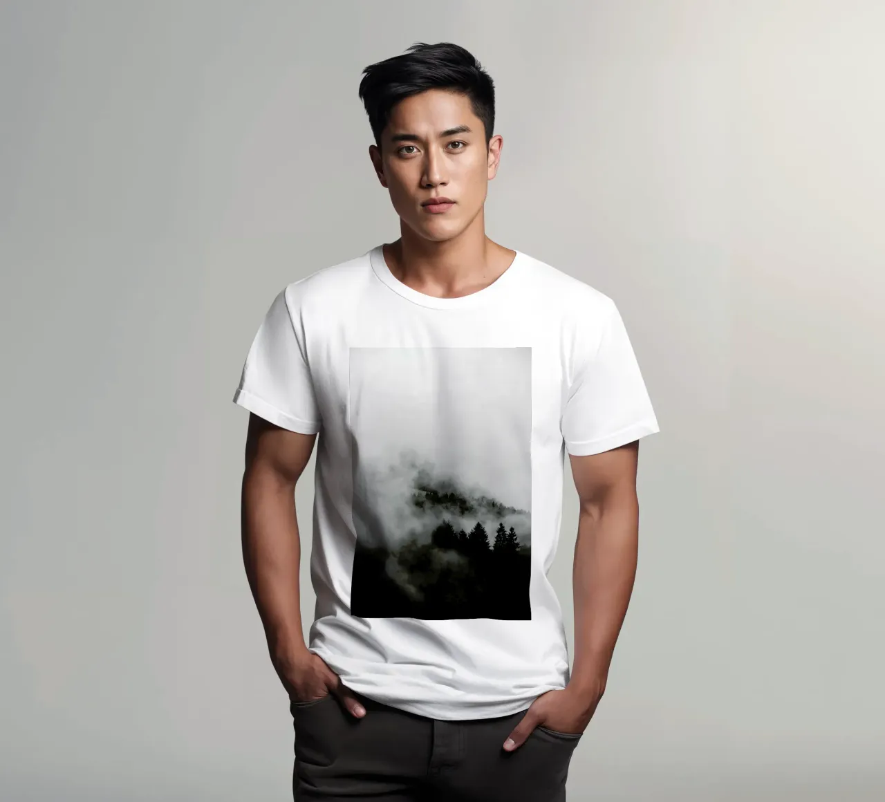 Black Foggy Forests t-shirt by Studio Nahili