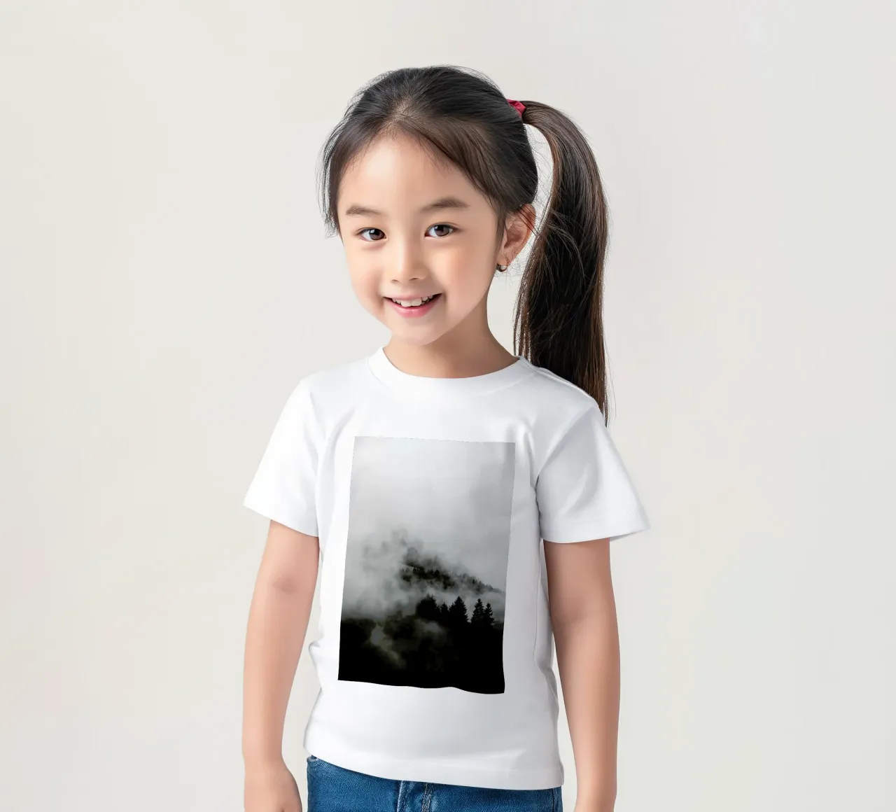 Black Foggy Forests kids t-shirt by Studio Nahili