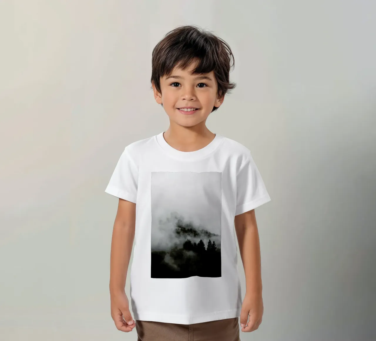 Black Foggy Forests kids t-shirt by Studio Nahili